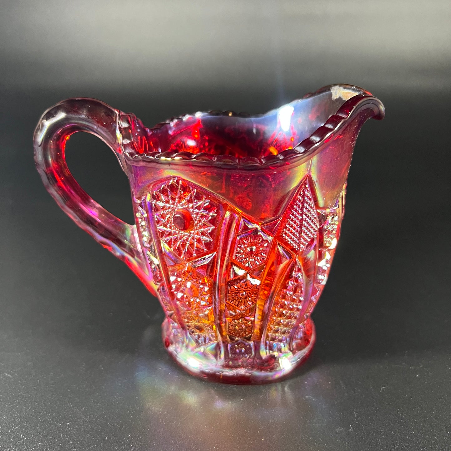 Indiana Red Carnival Glass Creamer