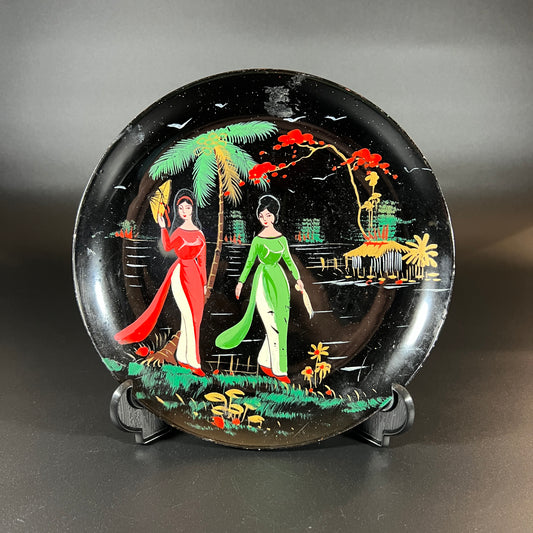 Hand Painted Lacquerware Asian Plate