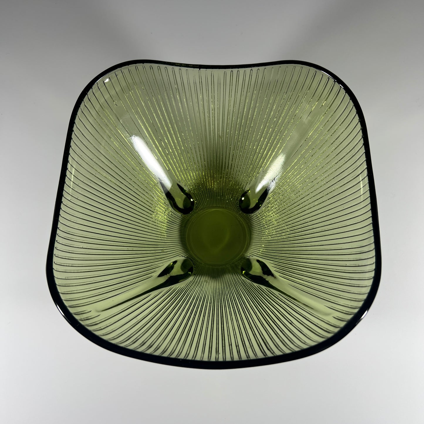 Mid-century Modern Avocado Green Ribbed Bowl