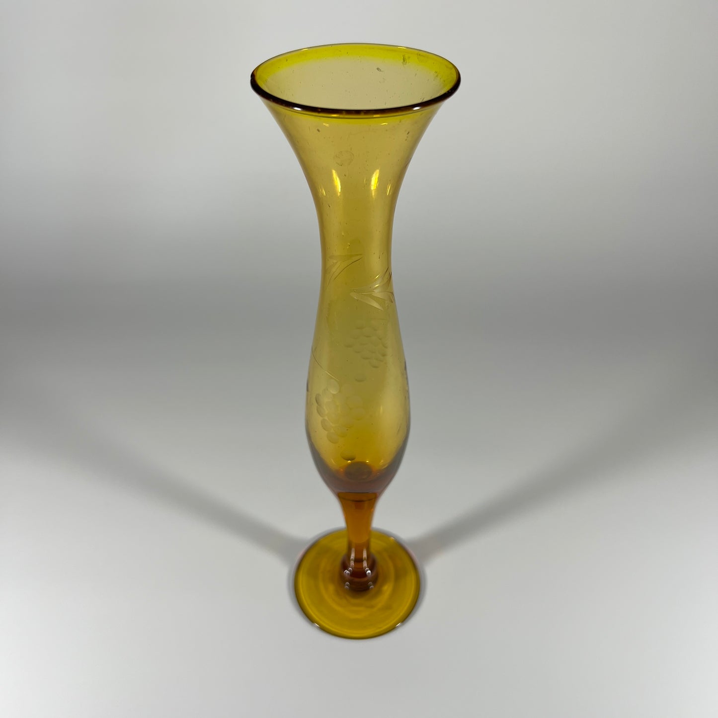 Amber Etched Stem Vase
