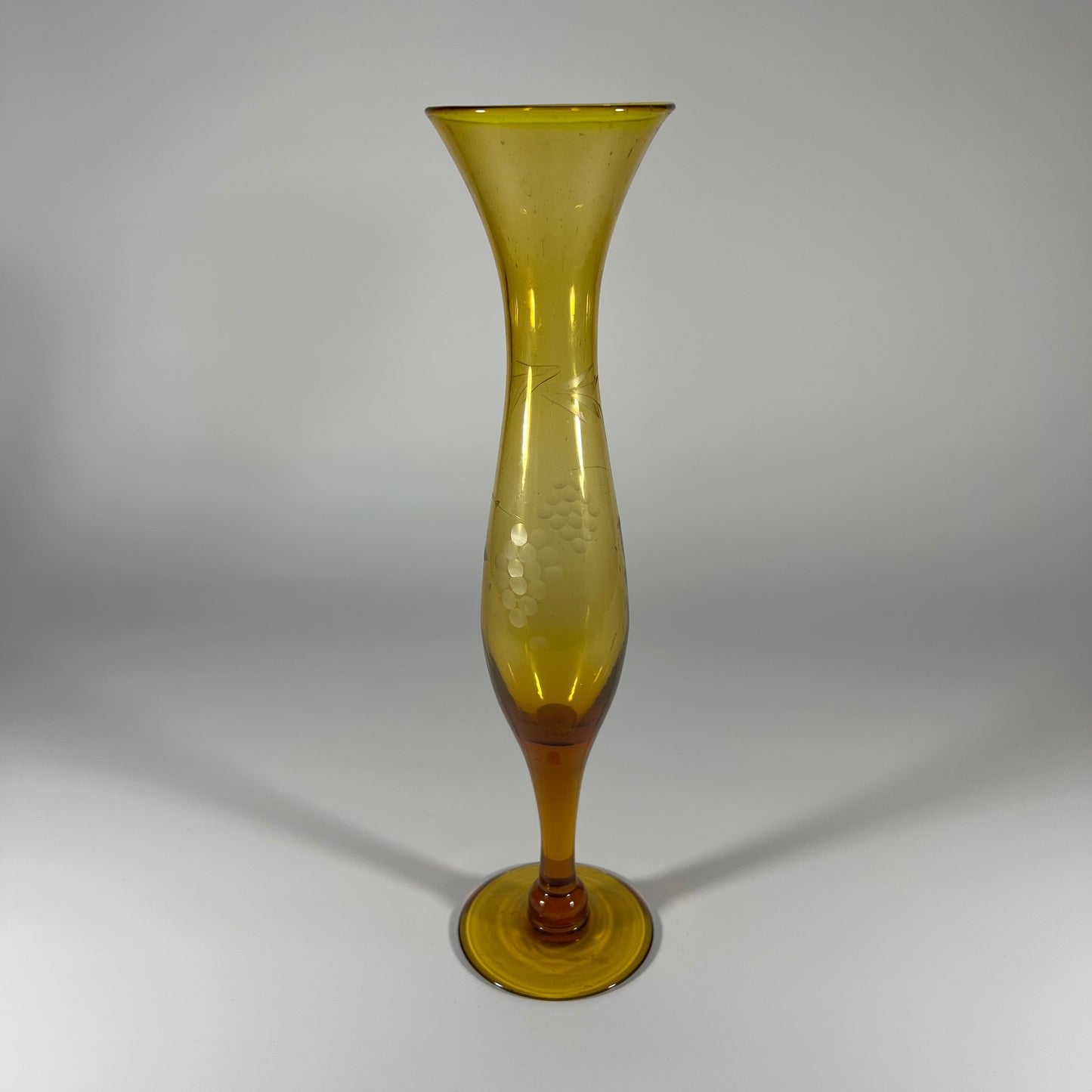 Amber Etched Stem Vase
