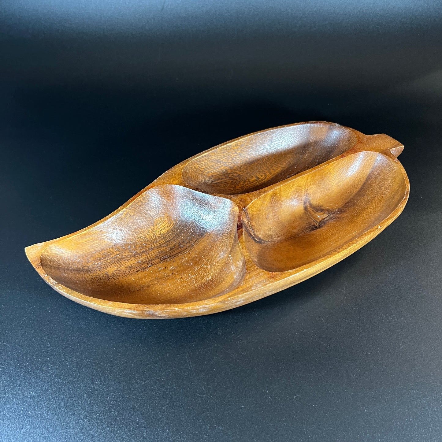 Monkey Pod Leaf 3 Compartment Dish