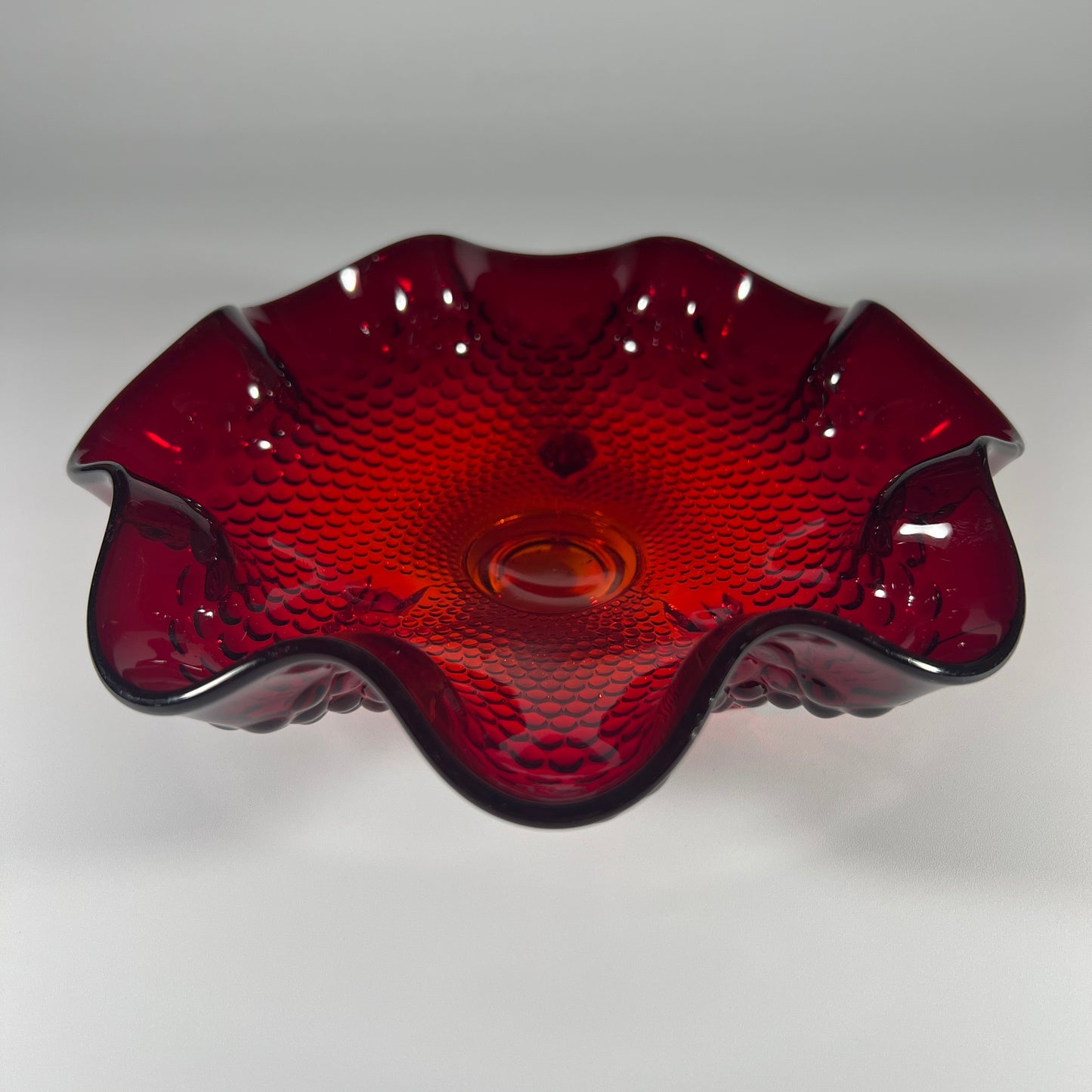 Fenton Amberina Hobnail Candy Dish