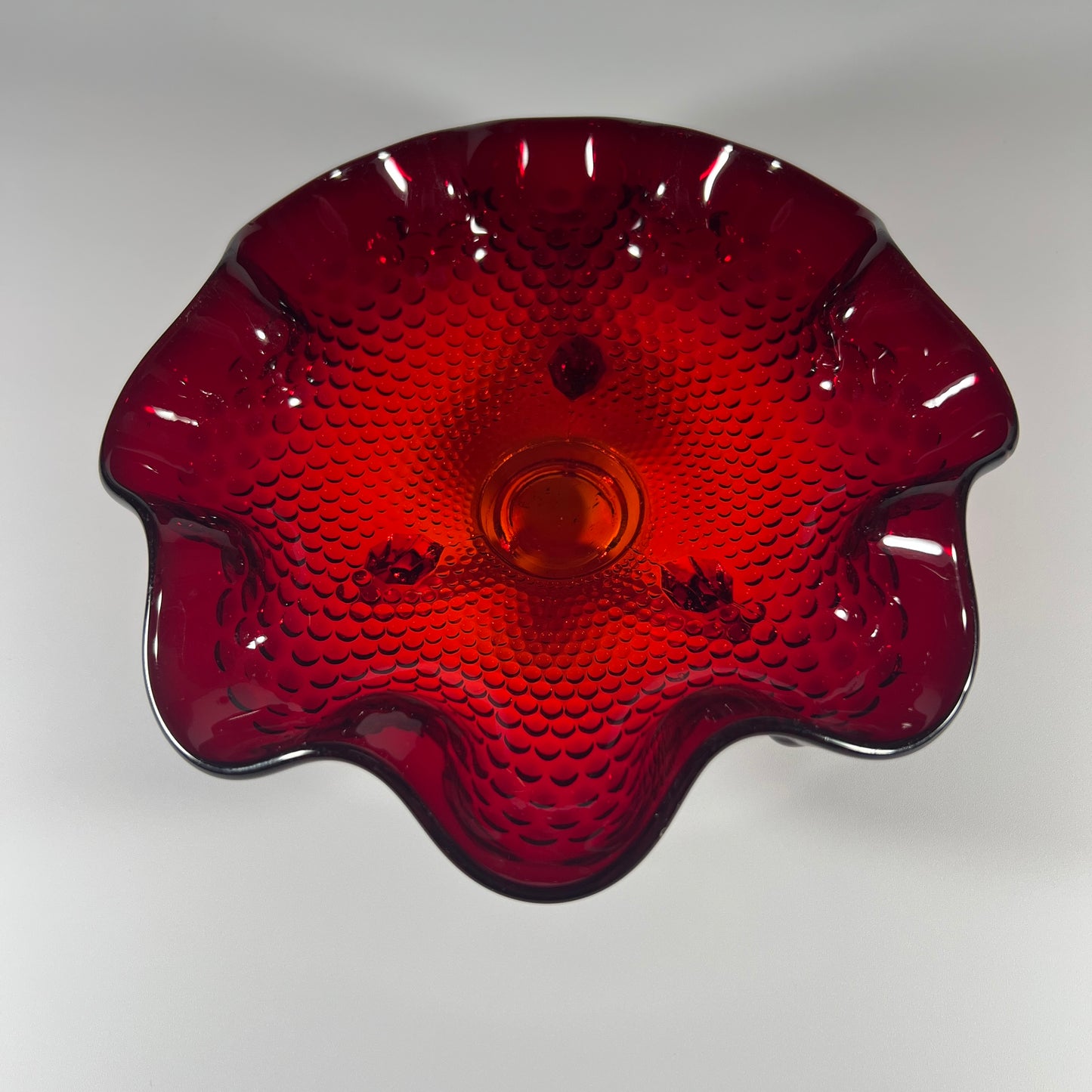 Fenton Amberina Hobnail Candy Dish