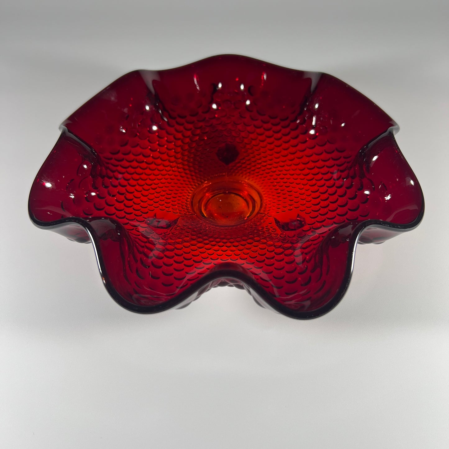 Fenton Amberina Hobnail Candy Dish