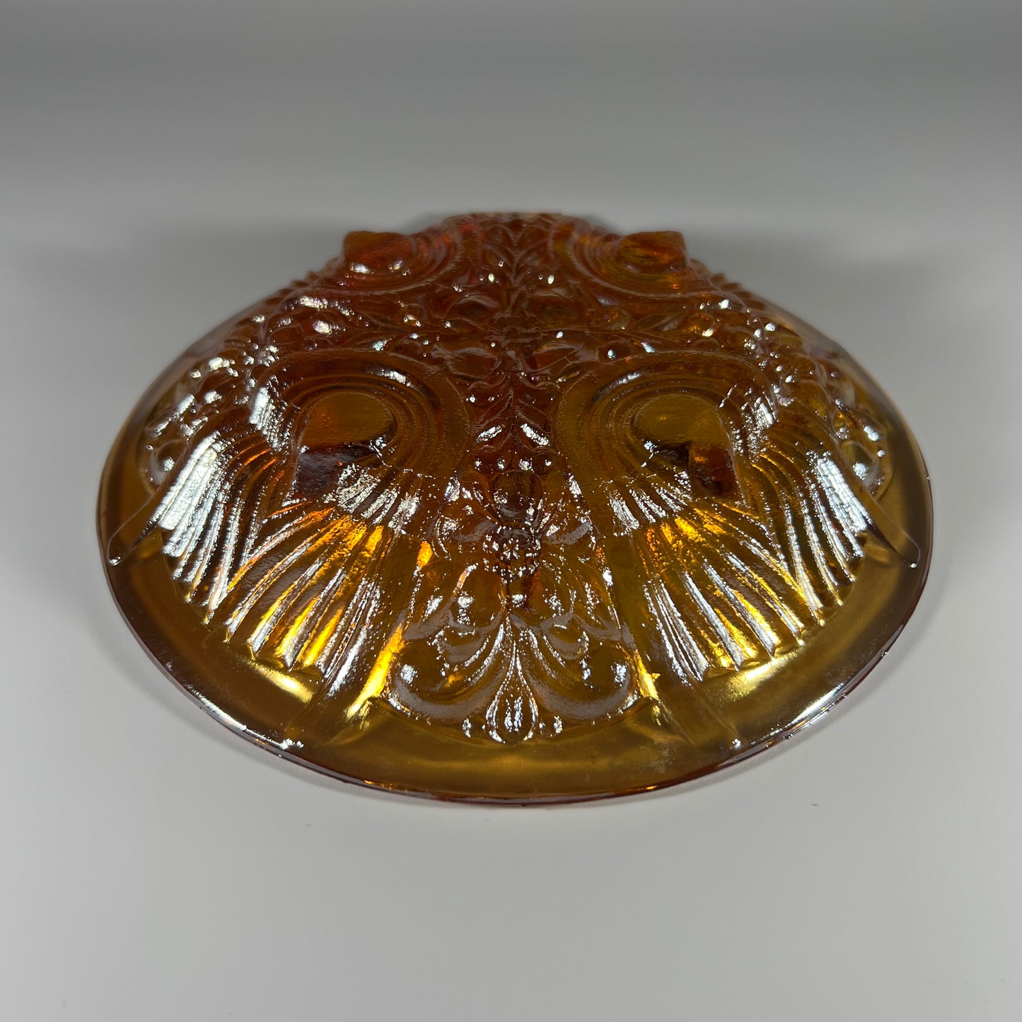 Amber Carnival Glass Divided Dish