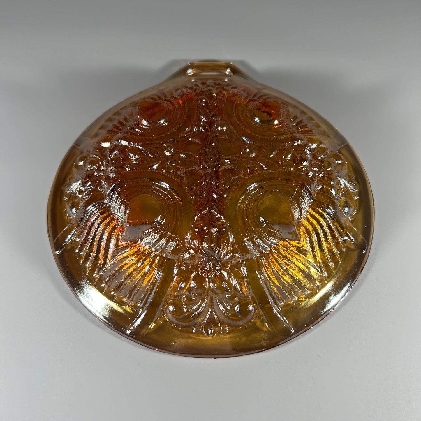 Amber Carnival Glass Divided Dish