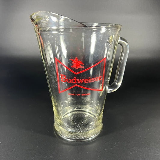 Vintage Budweiser Glass Pitcher with Pebbled Base