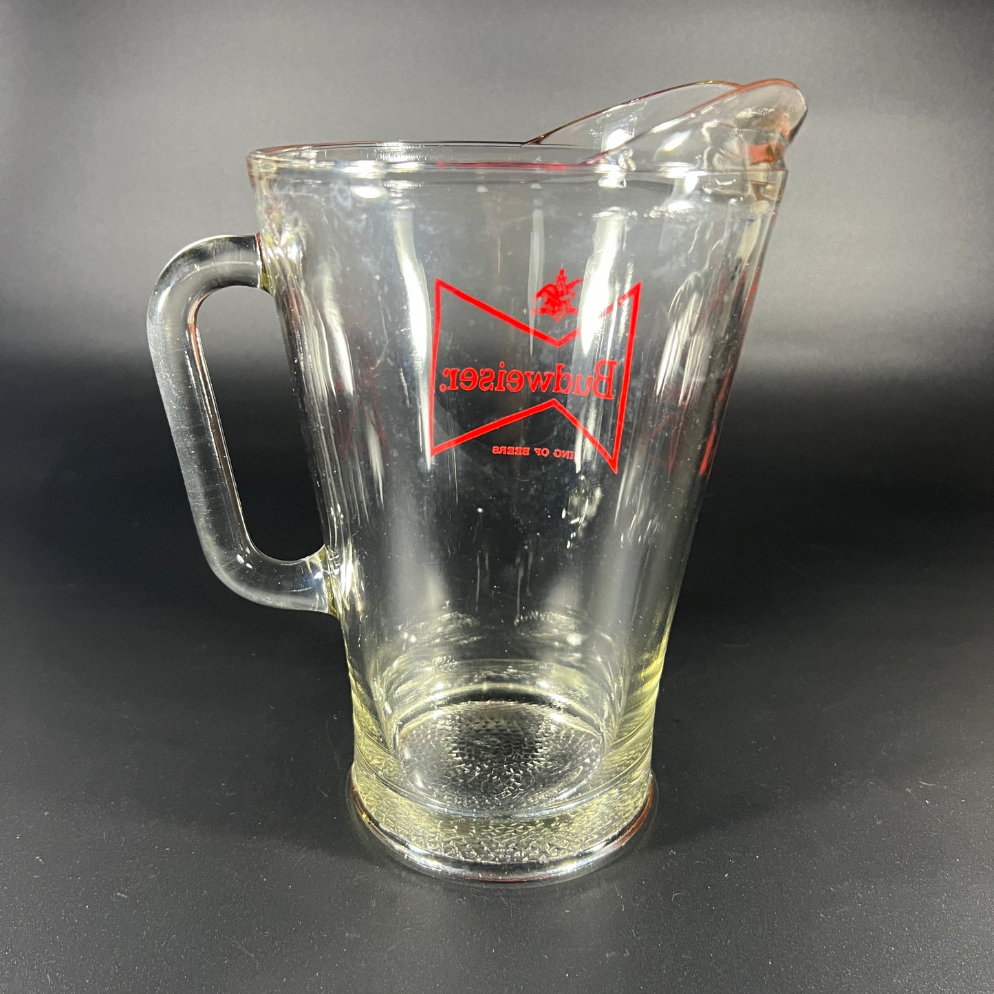 Vintage Budweiser Glass Pitcher with Pebbled Base