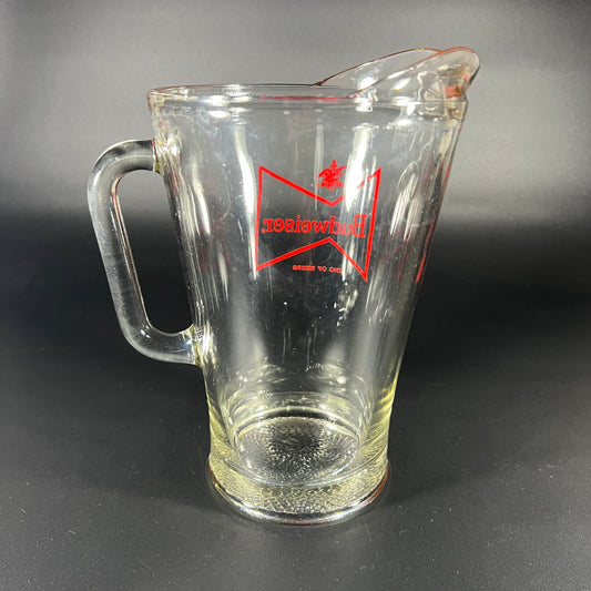 Vintage Budweiser Glass Pitcher with Pebbled Base