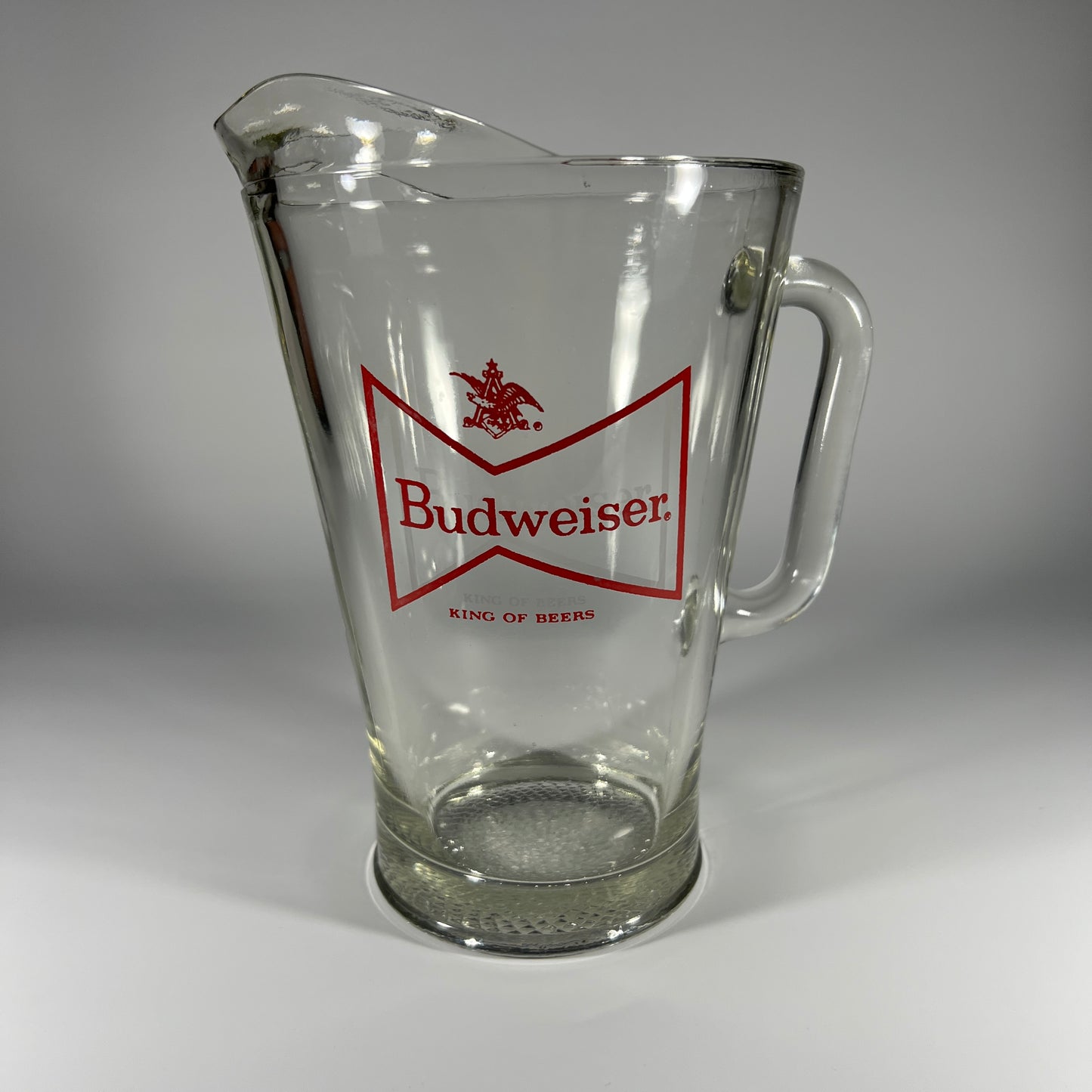 Vintage Budweiser Glass Pitcher with Pebbled Base