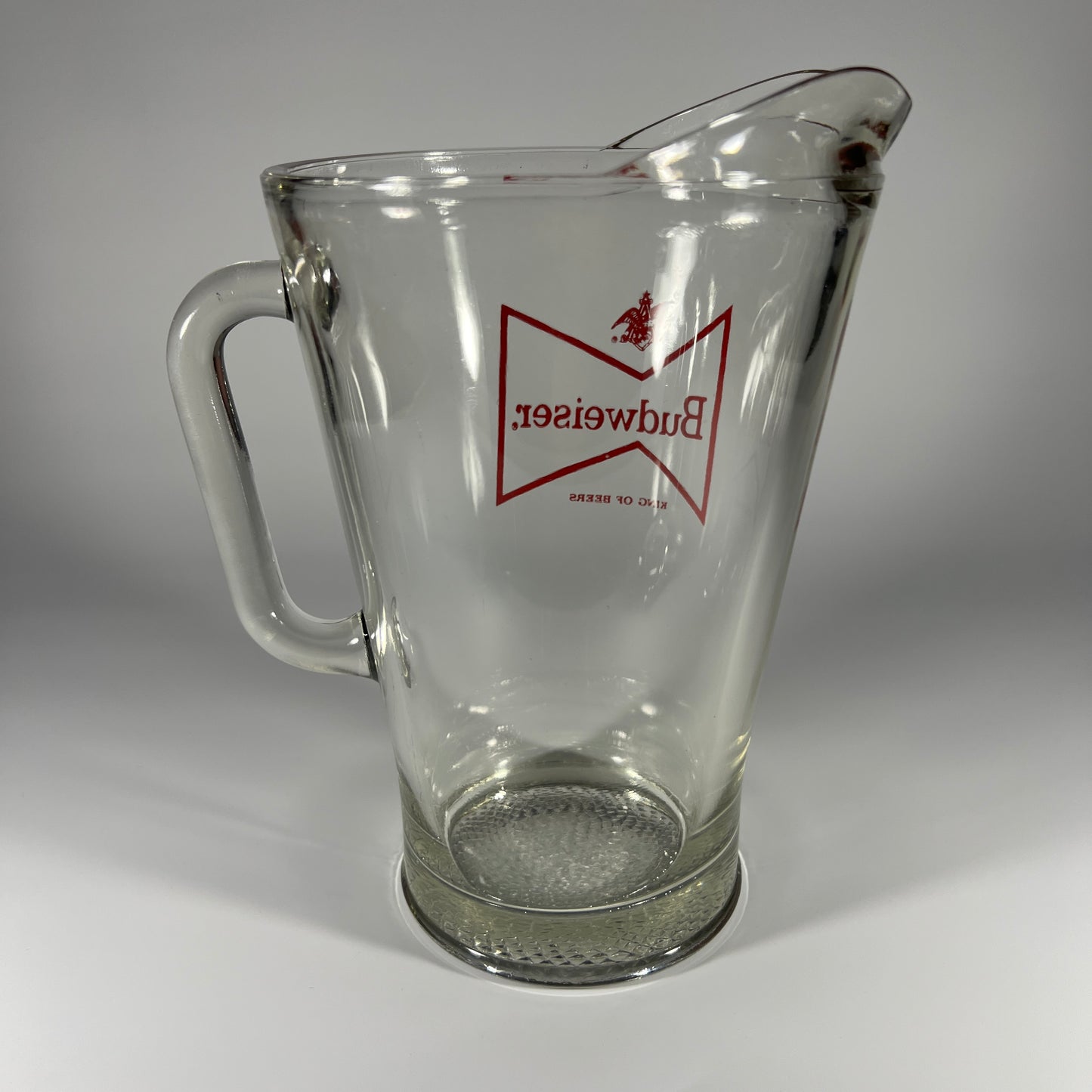 Vintage Budweiser Glass Pitcher with Pebbled Base