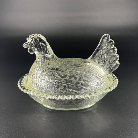 Indiana Clear Glass Hen Dish with Lid