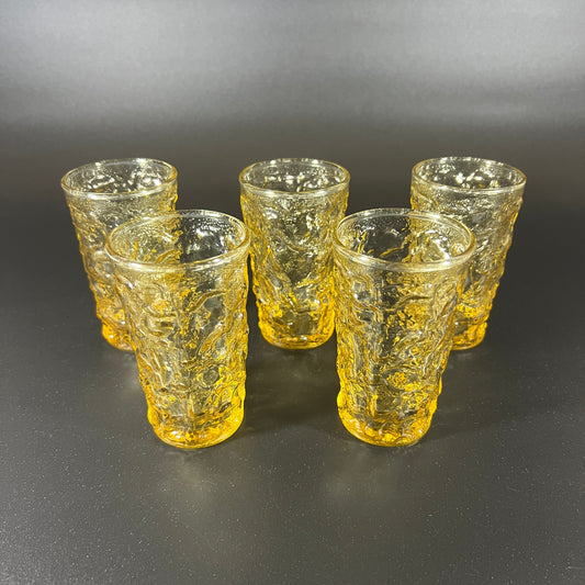 MCM Anchor Hocking Honey Gold Juice Glass Set