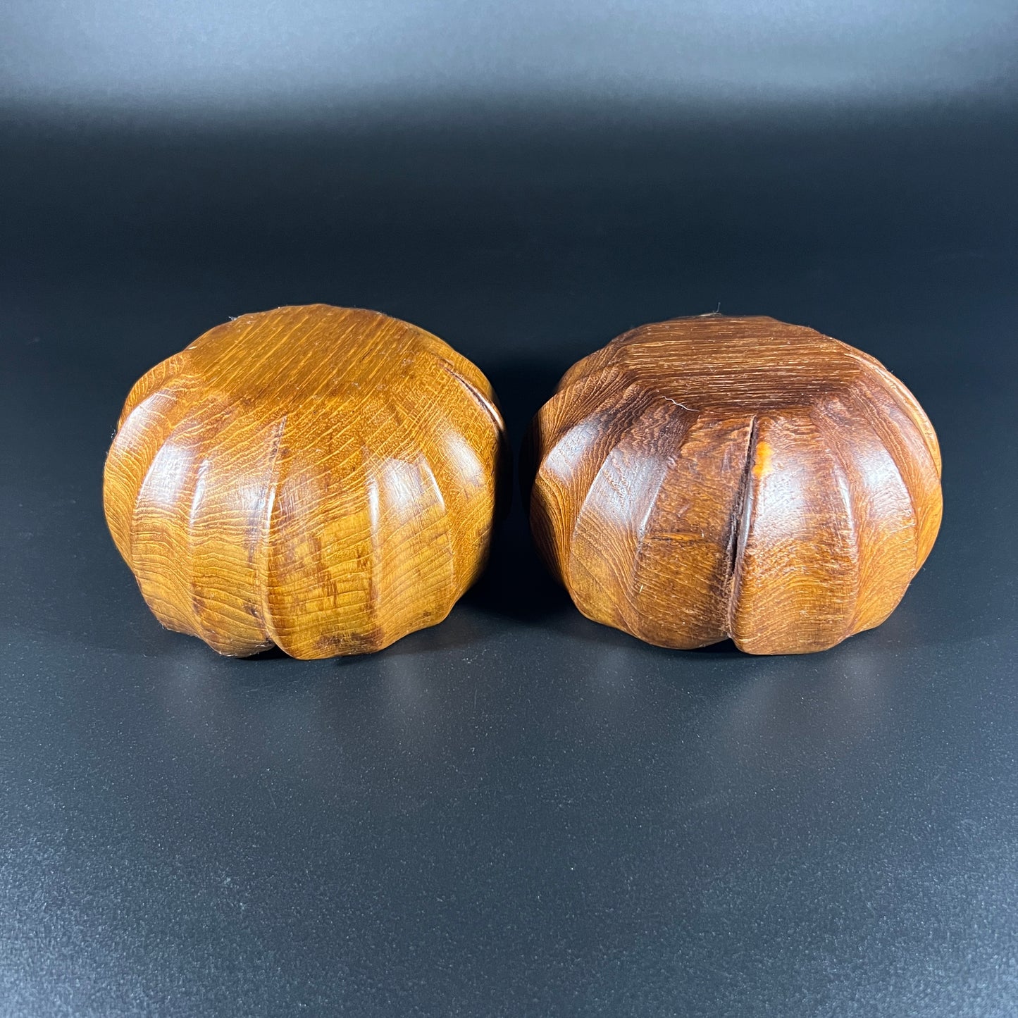 Vintage Wooden Lotus Flower Shaped Teak Bowl Set