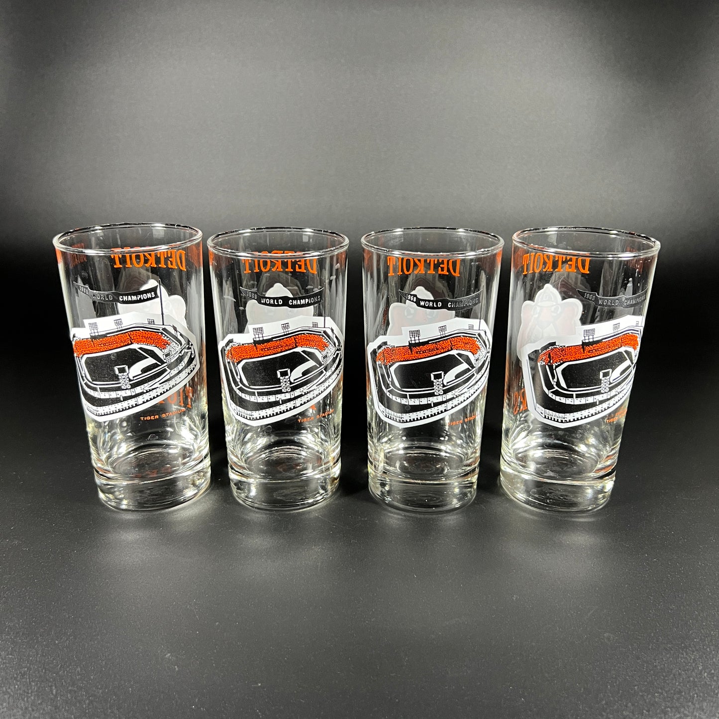 1968 Detroit Tigers World Series Champions Glasses (set Of 4)