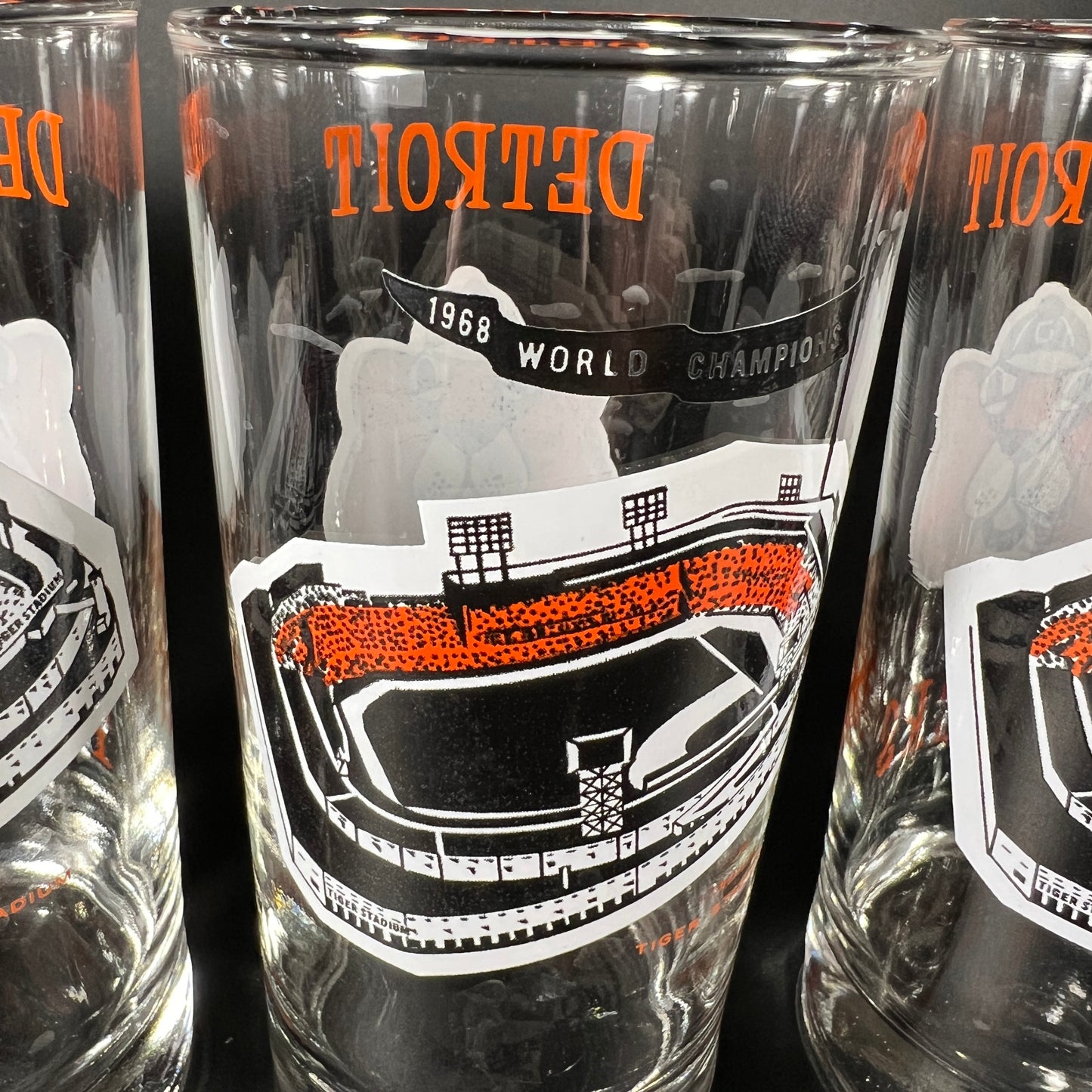 1968 Detroit Tigers World Series Champions Glasses (set Of 4)