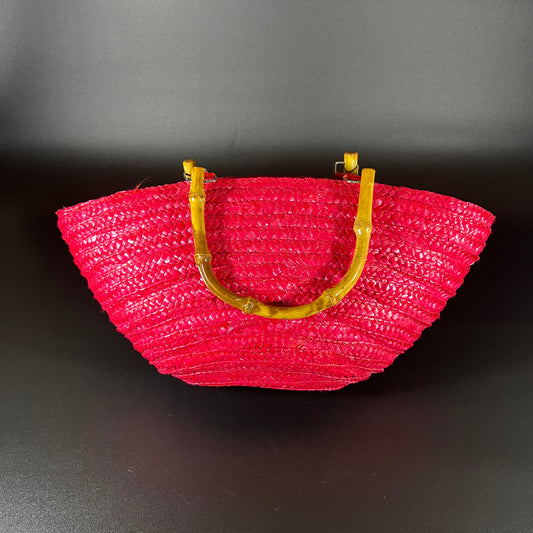 Red Woven Purse with Bamboo Handles