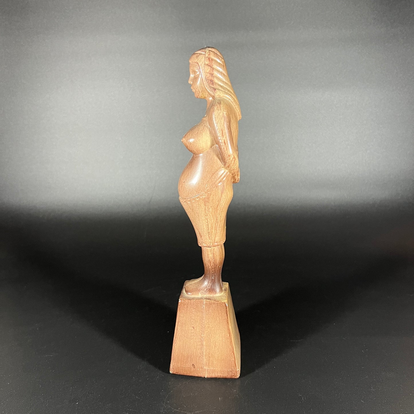 Vintage Faux Wood Pregnant Woman - Because Of You Inscription