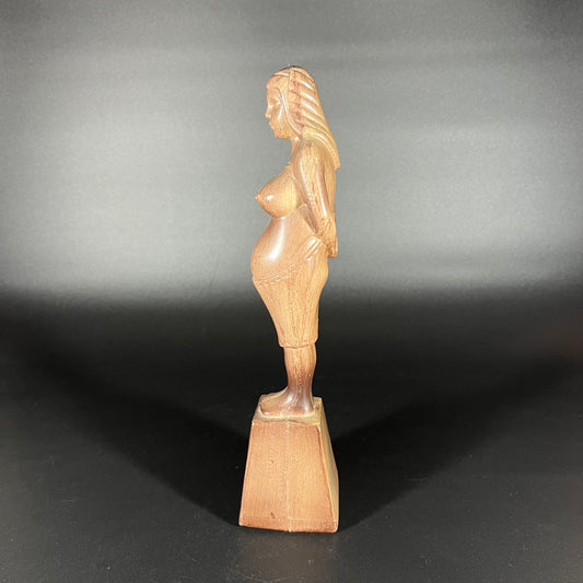 Vintage Faux Wood Pregnant Woman - Because Of You Inscription