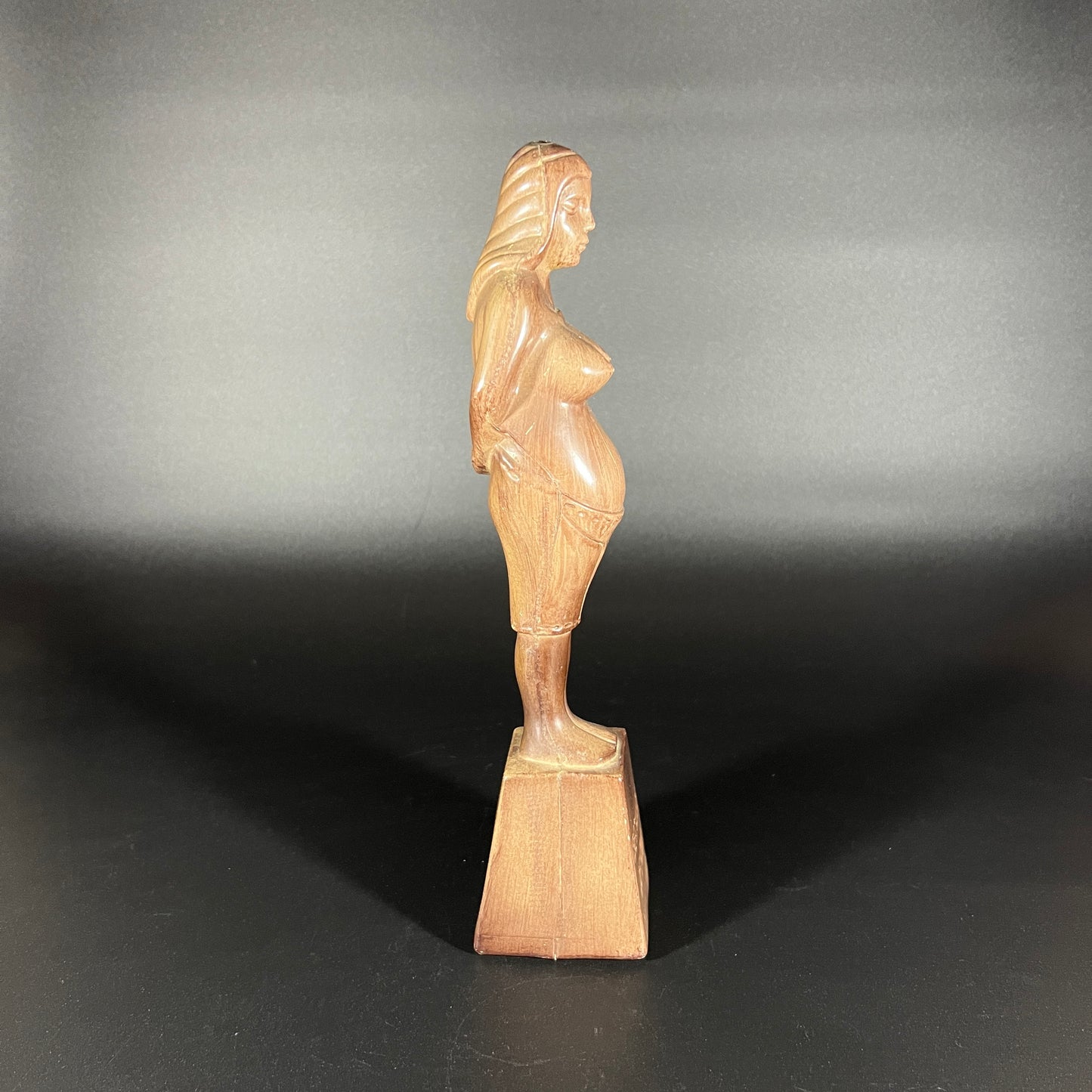 Vintage Faux Wood Pregnant Woman - Because Of You Inscription