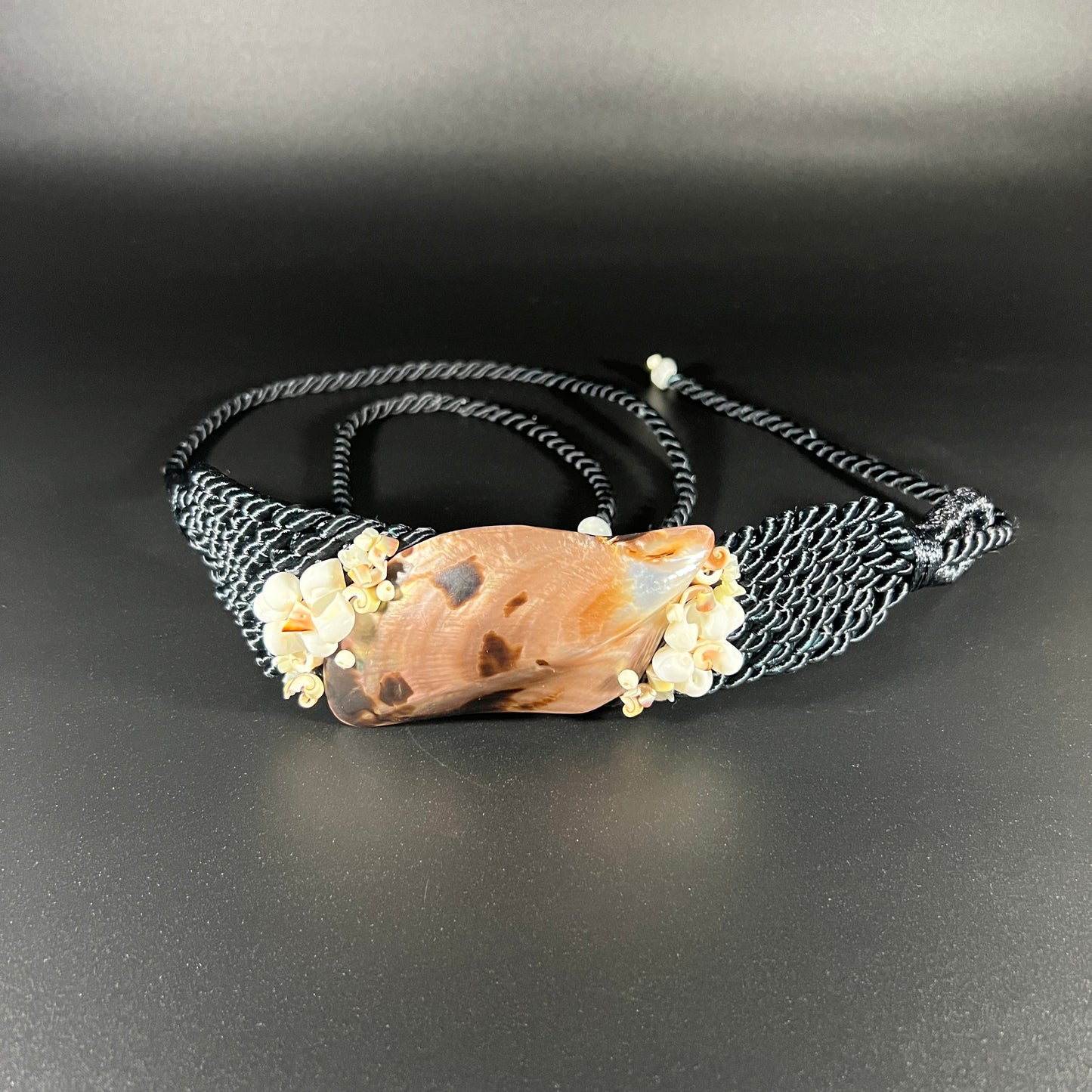 Mother of Pearl Sea Shell Satin Rope Tie Belt