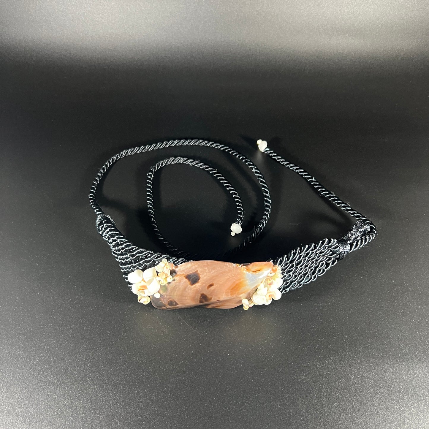 Mother of Pearl Sea Shell Satin Rope Tie Belt