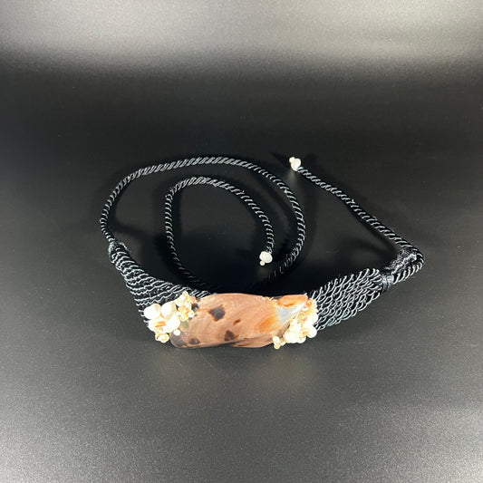 Mother of Pearl Sea Shell Satin Rope Tie Belt