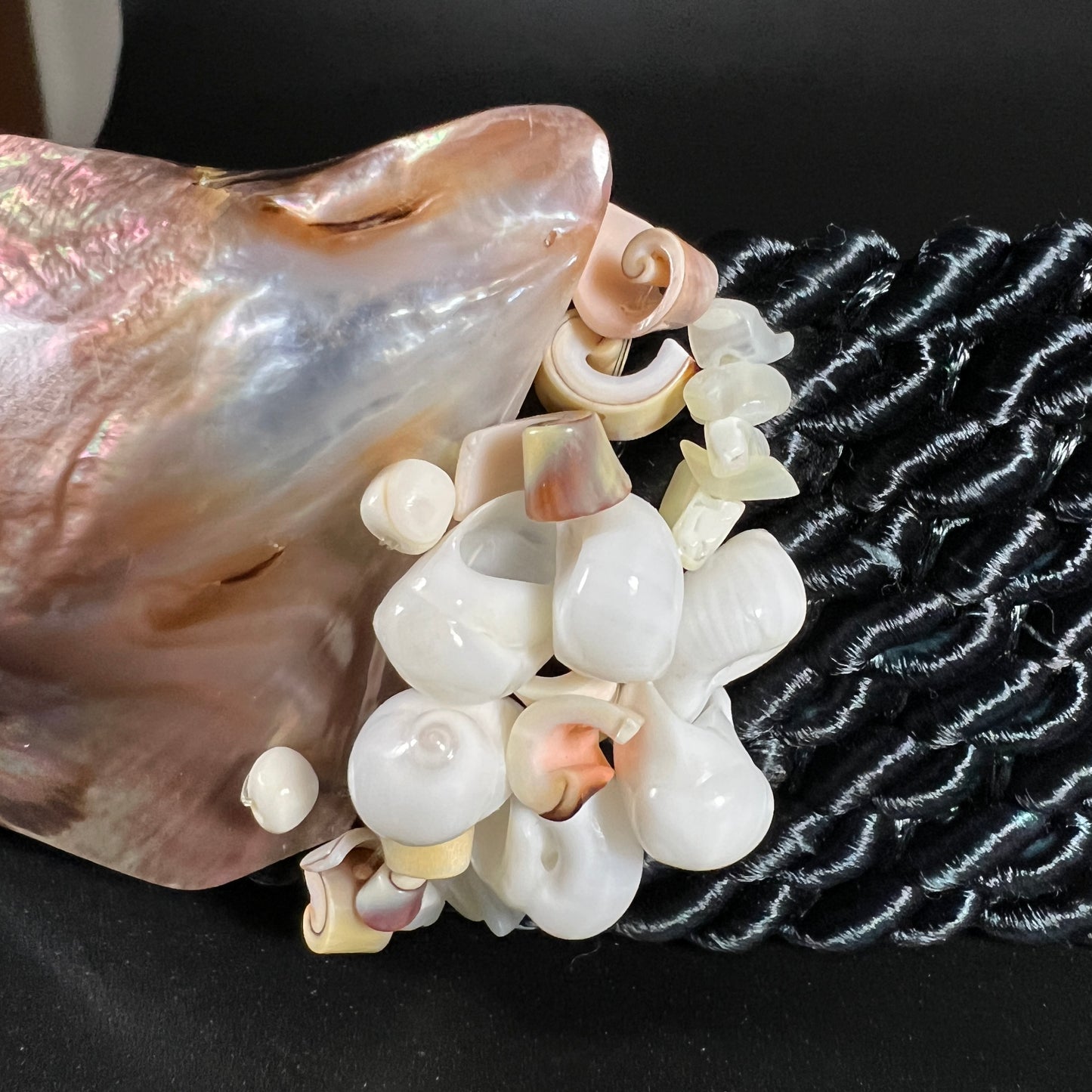 Mother of Pearl Sea Shell Satin Rope Tie Belt