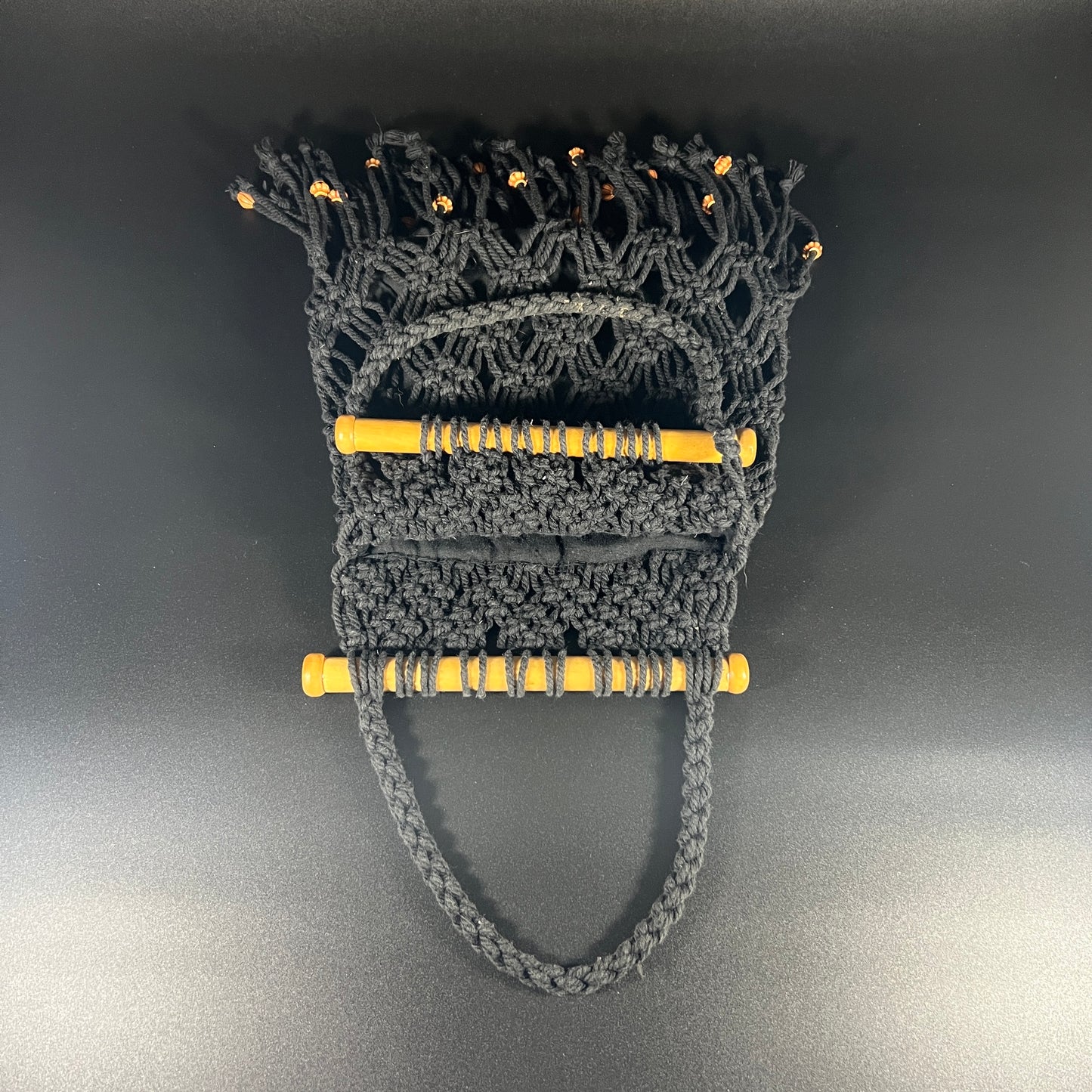 Black Woven Purse with Beads