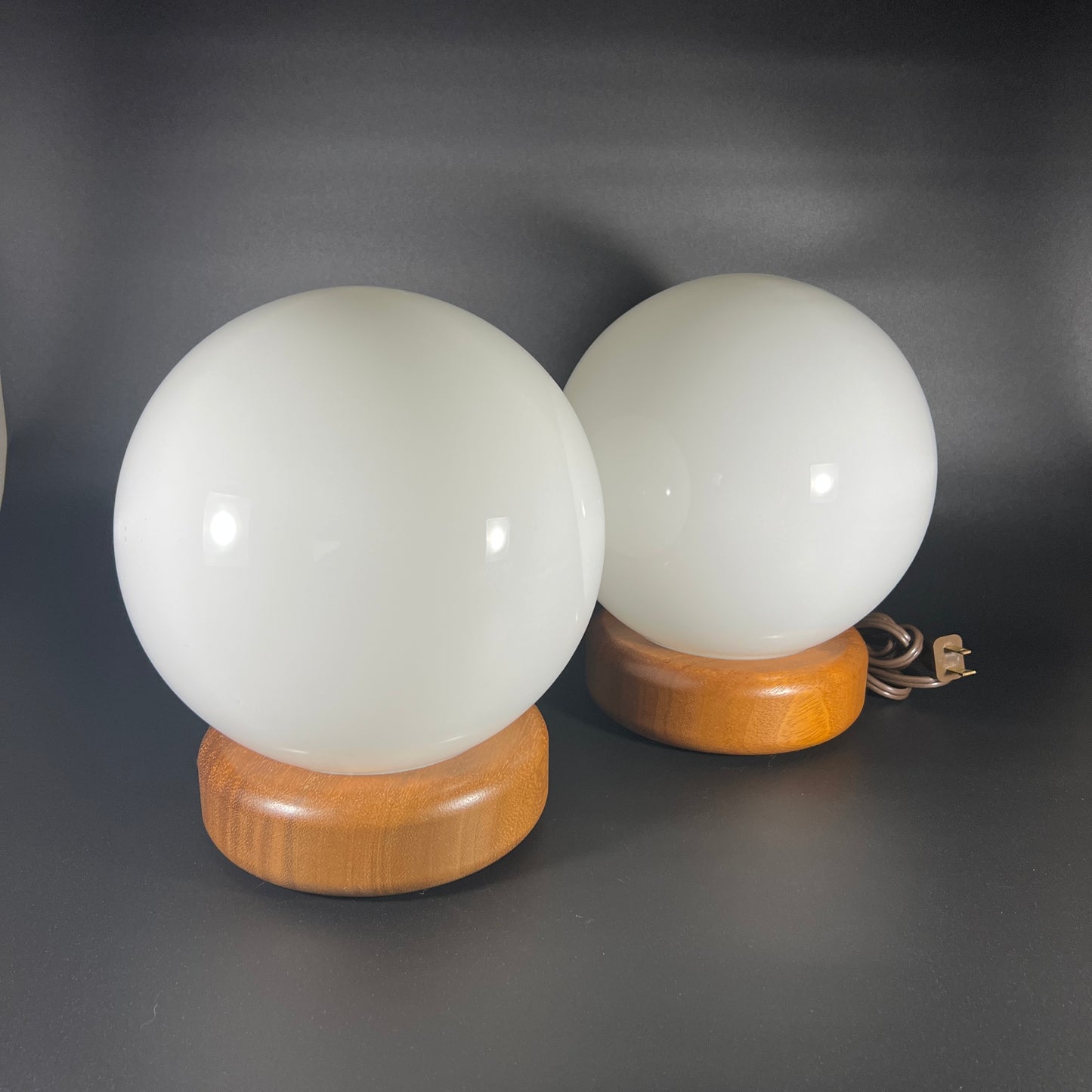 Vintage MCM Globe Lamp Pair