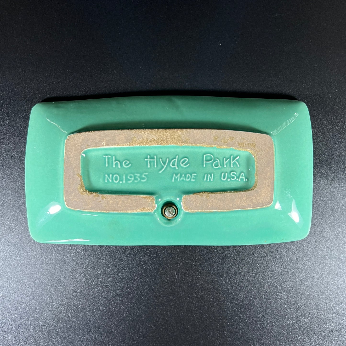 Roseville Pottery Hyde Park Ashtray with Brass Globe
