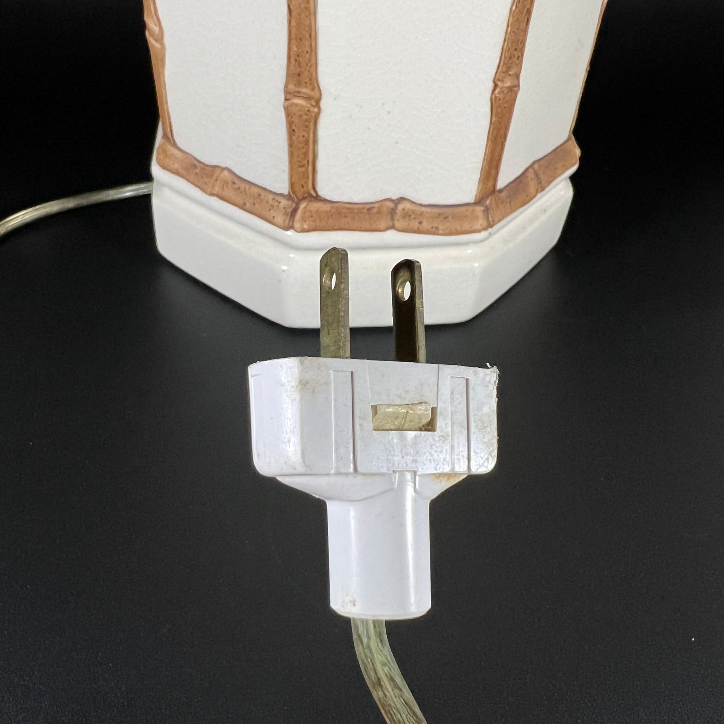 1950s Hollywood Regency Faux Bamboo Porcelain Table Lamp