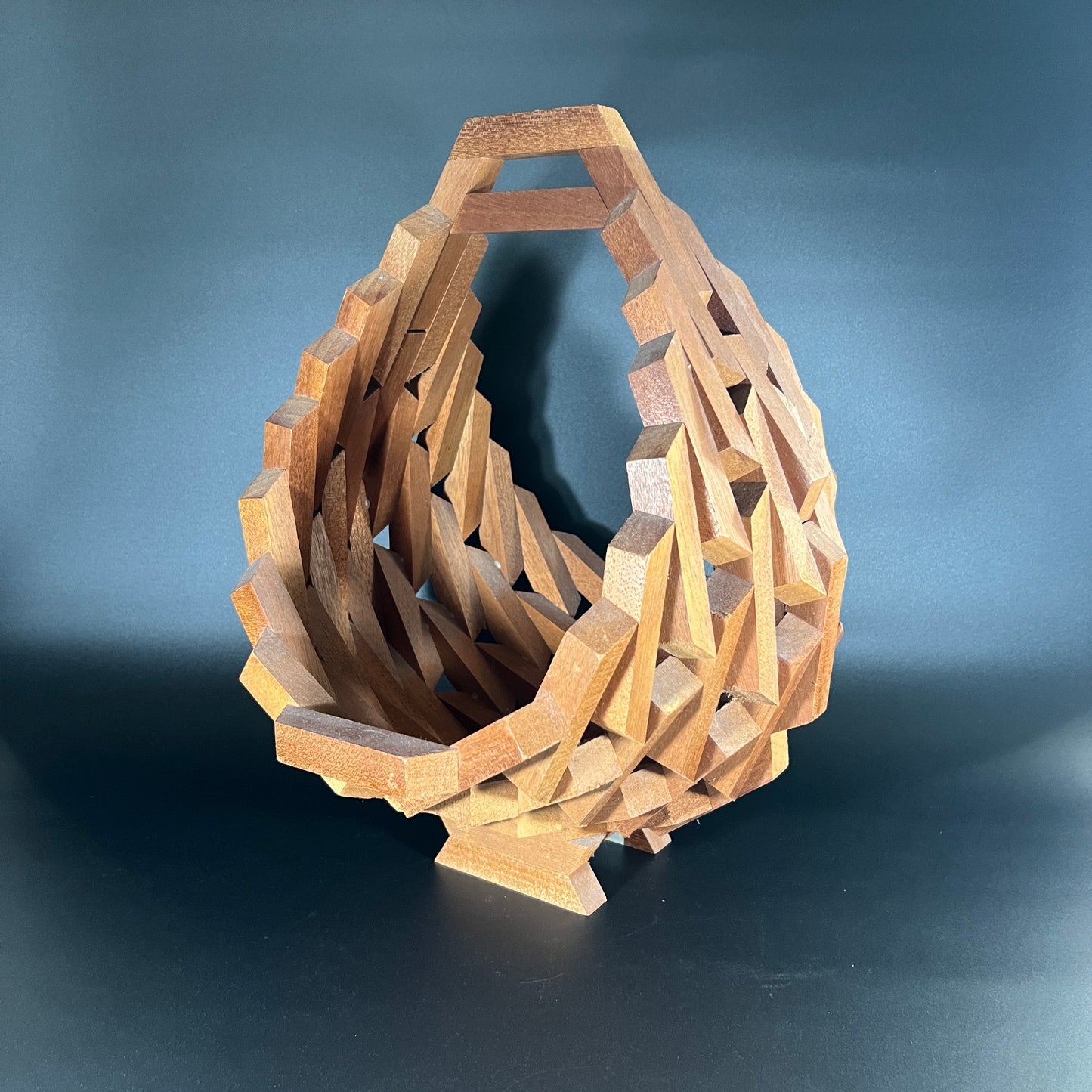 Geometric Wood Block Basket