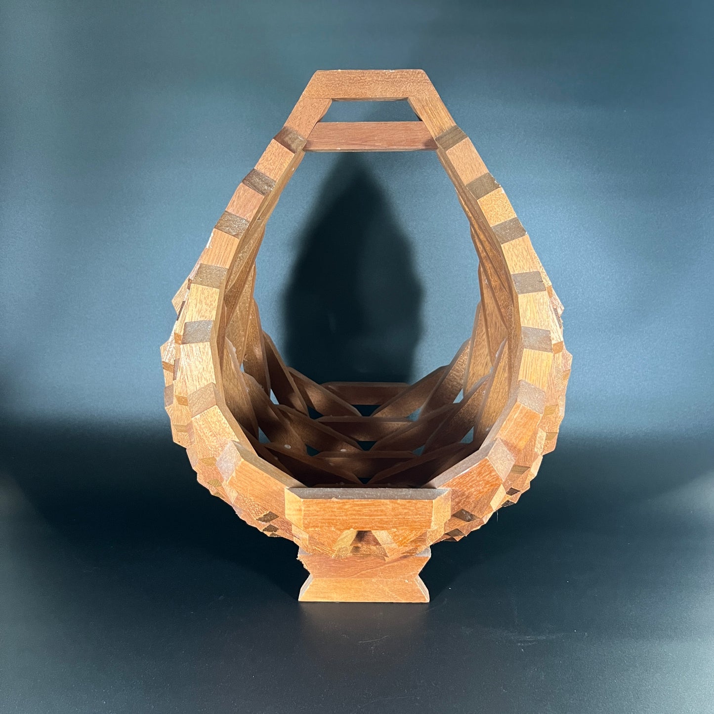 Geometric Wood Block Basket