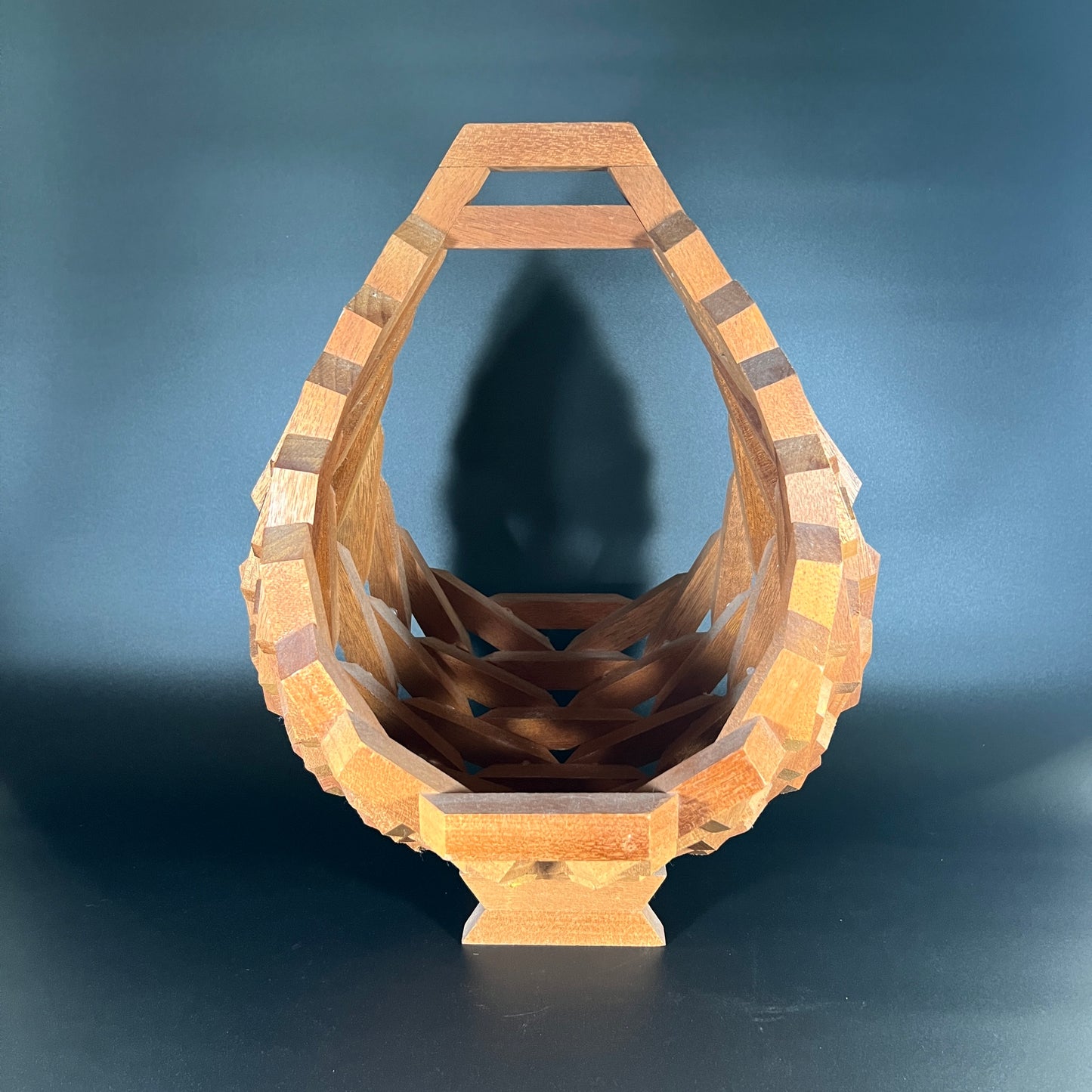 Geometric Wood Block Basket