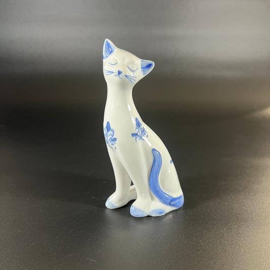Vintage Leaning Cat Figurine