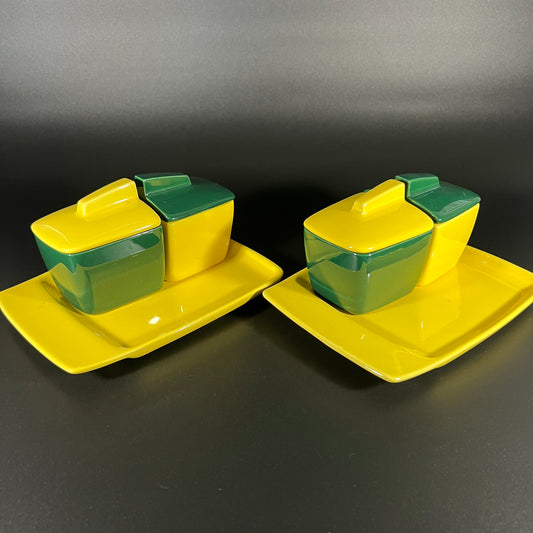 Franciscan Ware Green and Yellow Condiment Sets