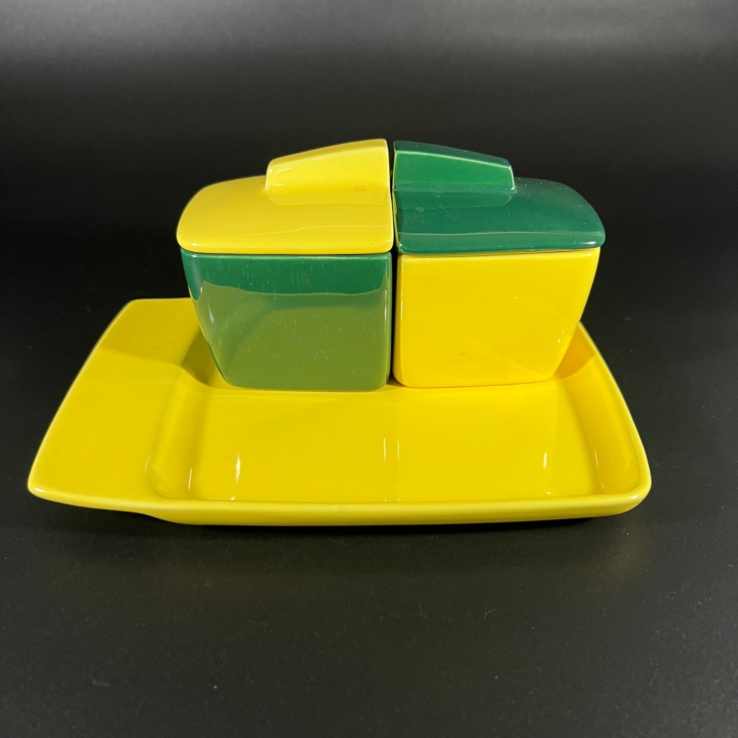 Franciscan Ware Green and Yellow Condiment Sets