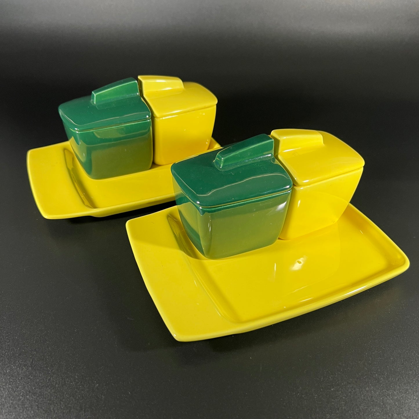 Franciscan Ware Green and Yellow Condiment Sets