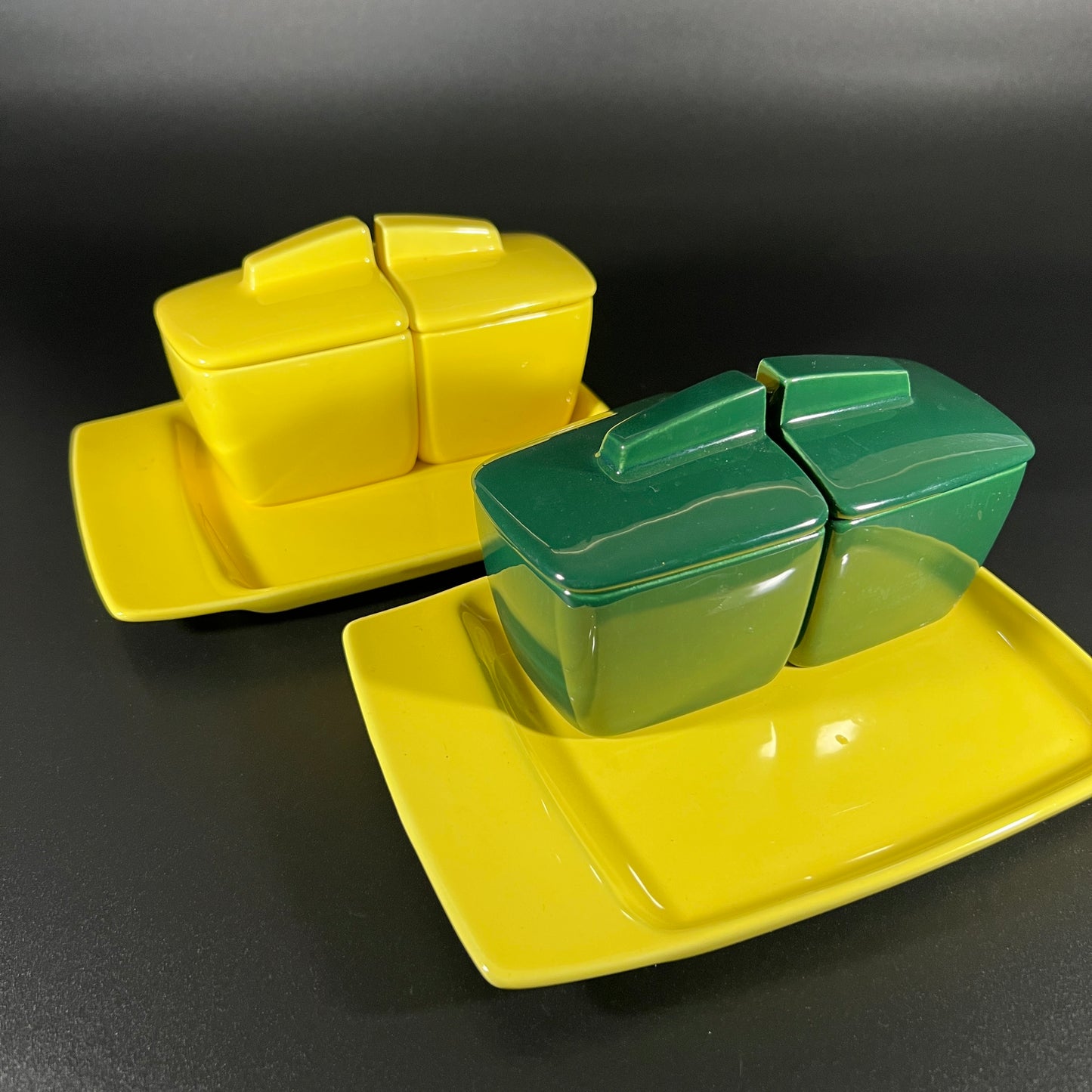 Franciscan Ware Green and Yellow Condiment Sets