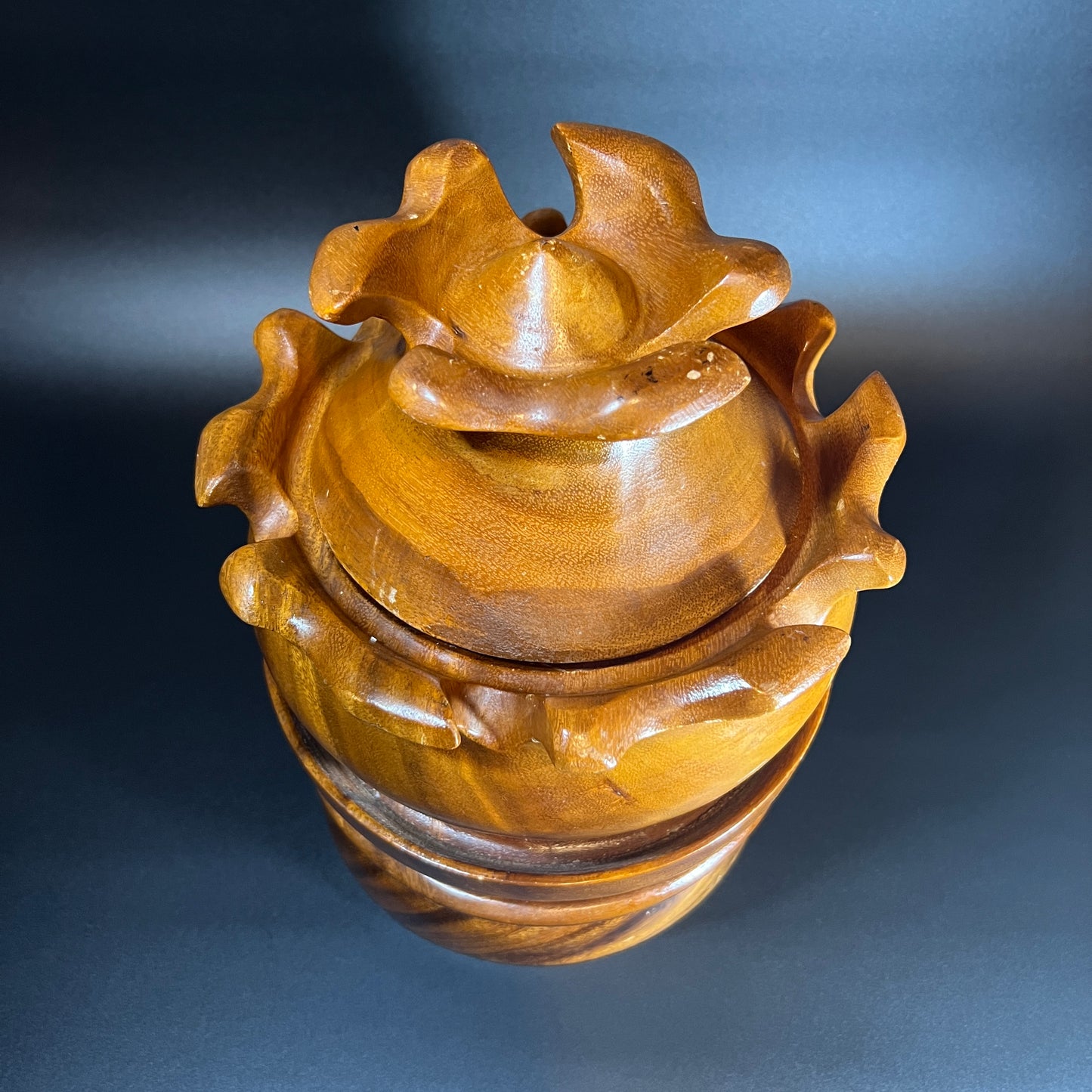 Midcentury Lotus Flower Monkey Pod Server