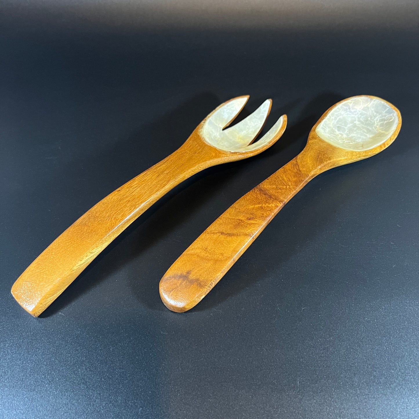 Midcentury Lotus Flower Monkey Pod Server