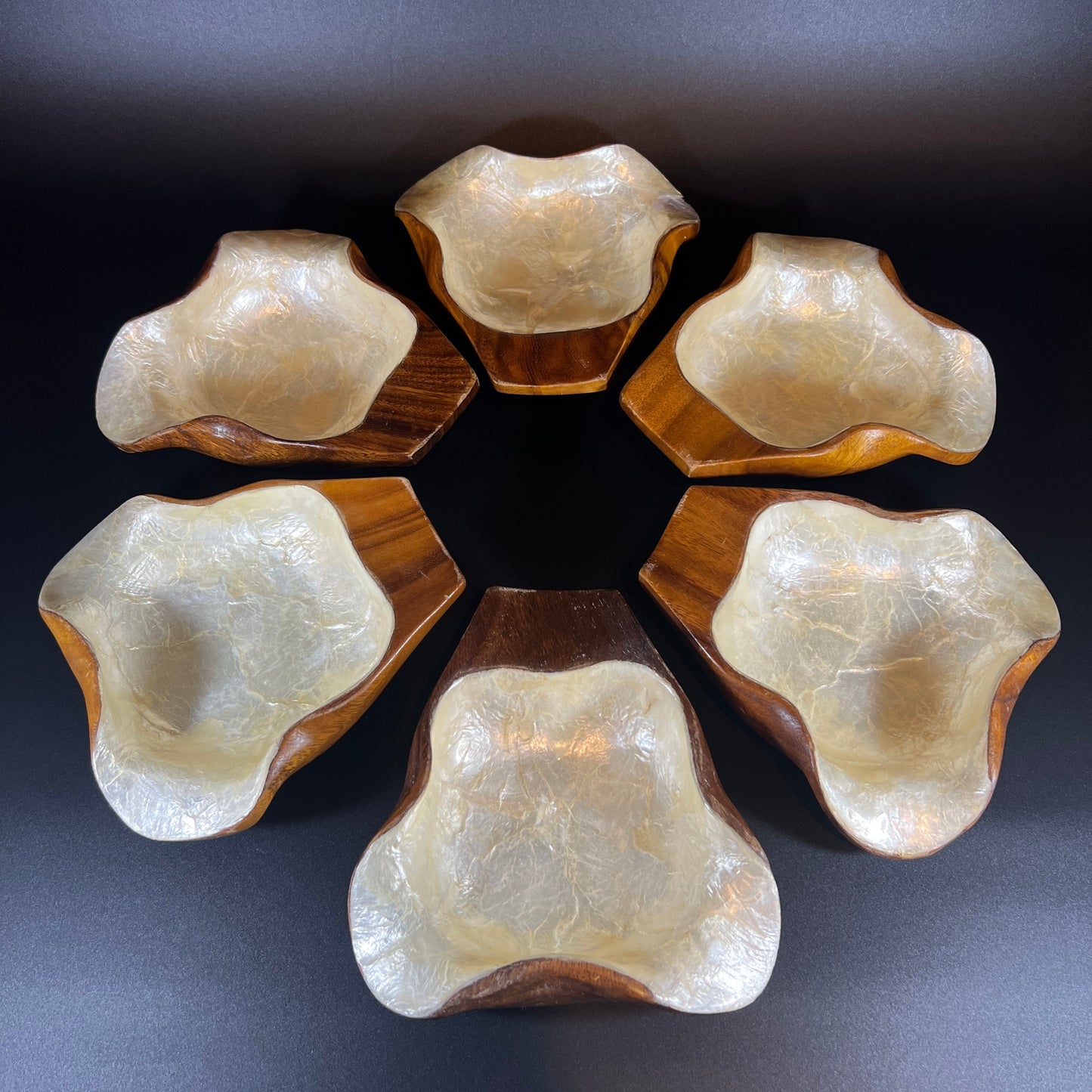 Midcentury Lotus Flower Monkey Pod Server