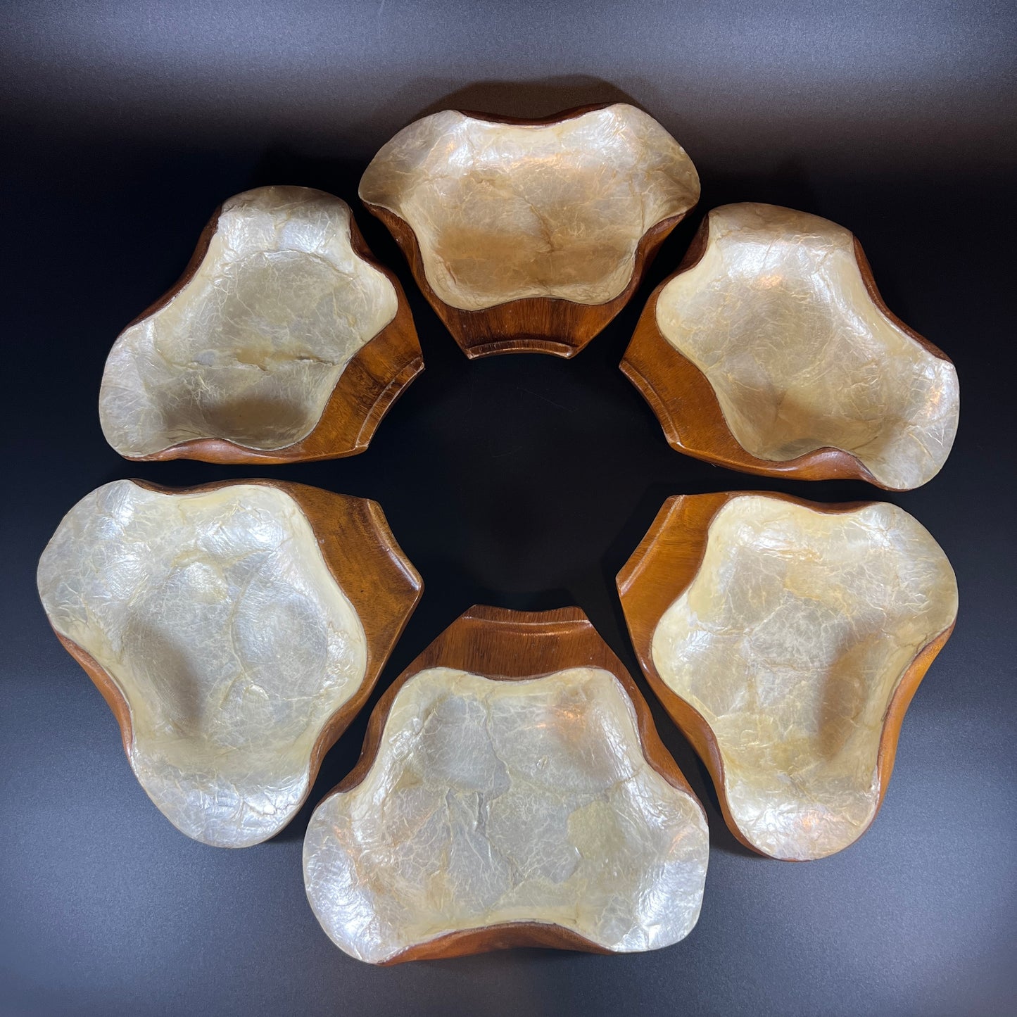 Midcentury Lotus Flower Monkey Pod Server