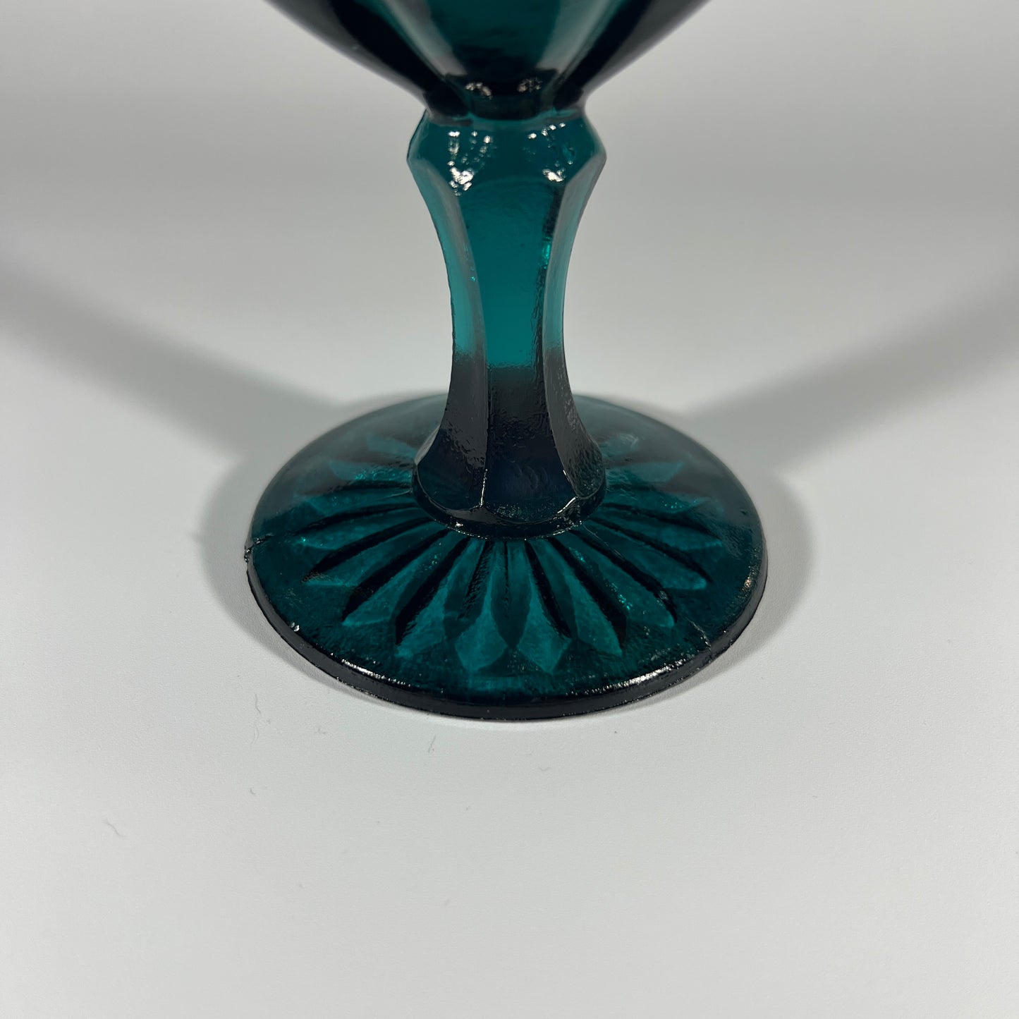 Vintage Teal Glass Pedestal Candy Dish