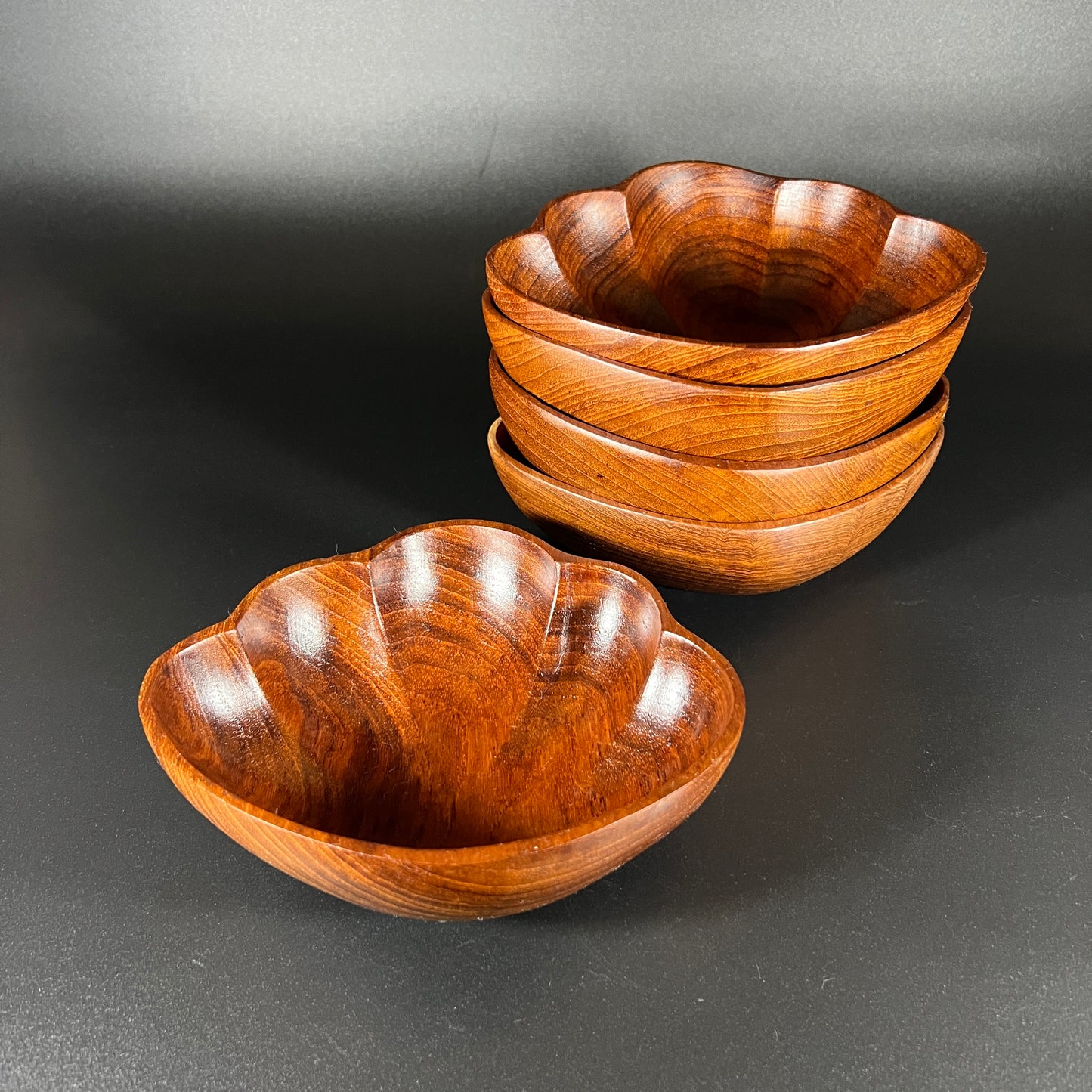 Monkey Pod Scalloped Bowls (set of 5)