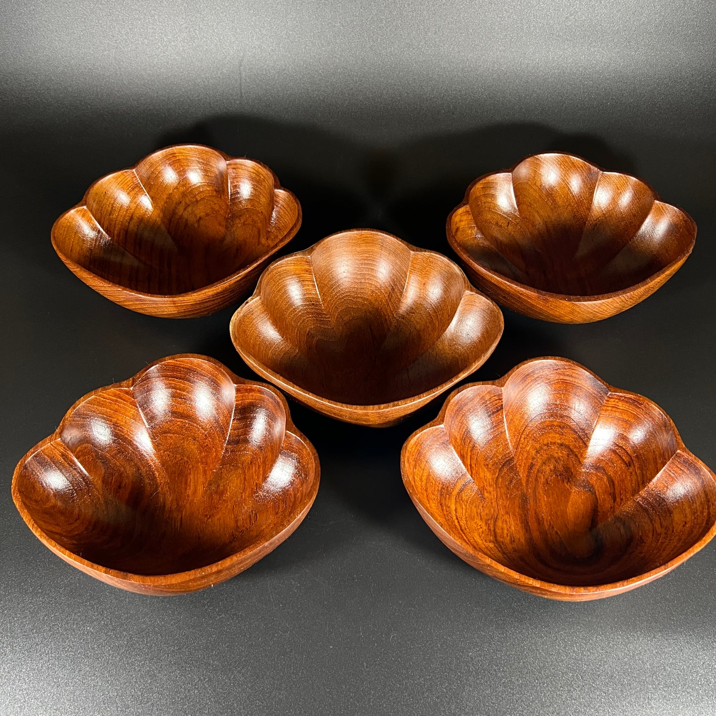 Monkey Pod Scalloped Bowls (set of 5)