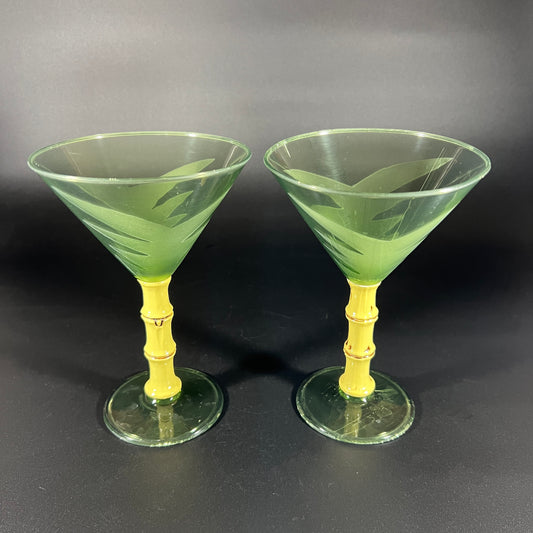 Plastic Faux Bamboo Cocktail Glasses (Set of 2)