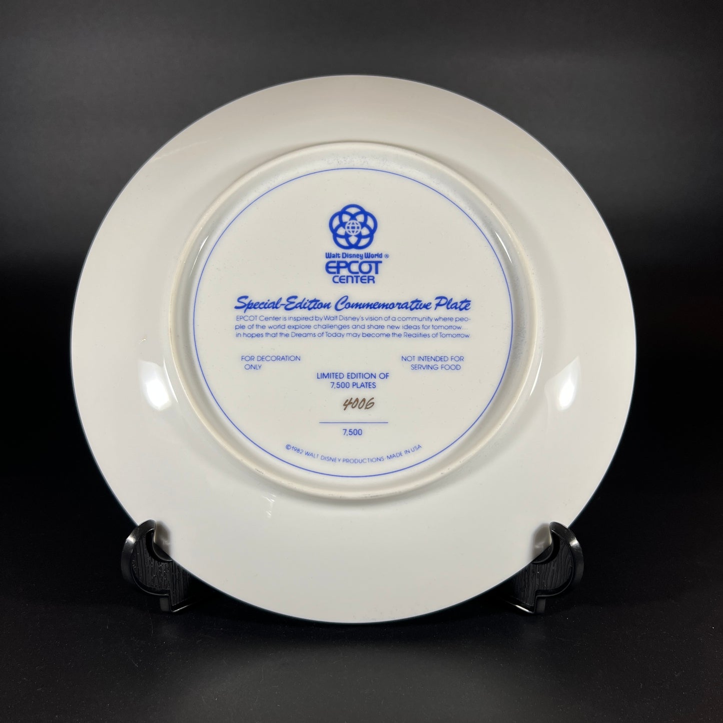Epcot 1982 Opening Day Plate Set